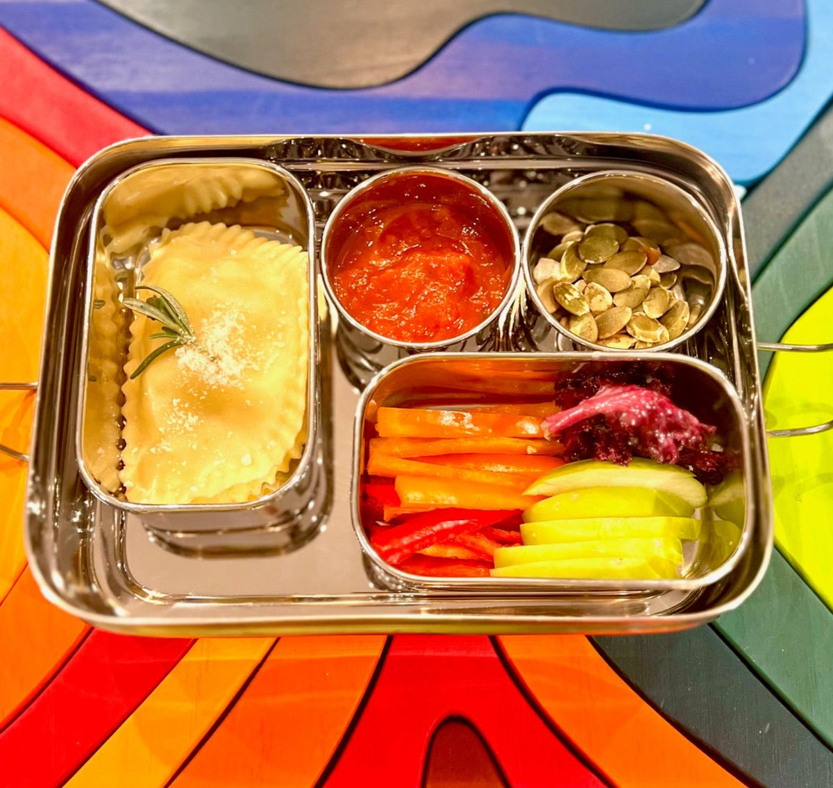 Snack Rectangle Frame Stainless Steel Snack Rectangle Container Set (Two) for Veggies, Fruit ...