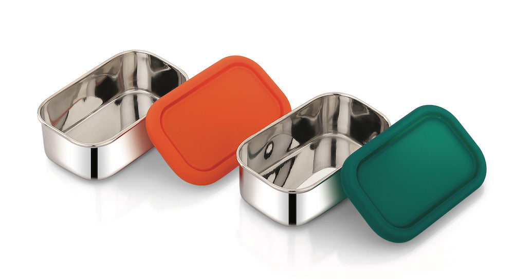 Snack Rectangle Frame Stainless Steel Snack Rectangle Container Set (Two) for Veggies, Fruit ...